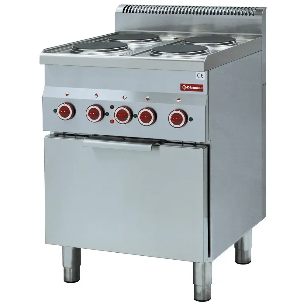 Fornuis 4 kookplaten en elektrische convectie-oven GN 2/3 - Main Image