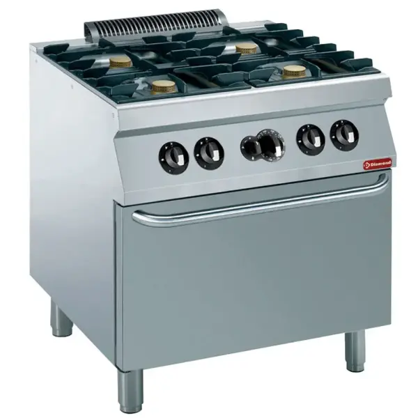 Fornuis 4 vuren 5,5 kW, gas oven GN 2/1 - Main Image