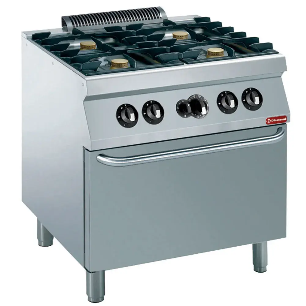 Fornuis 4 vuren 5,5 kW, gas oven GN 2/1 - Main Image