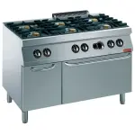 Fornuis 6 vuren, gasoven GN 2/1, neutrale kast - Main Image