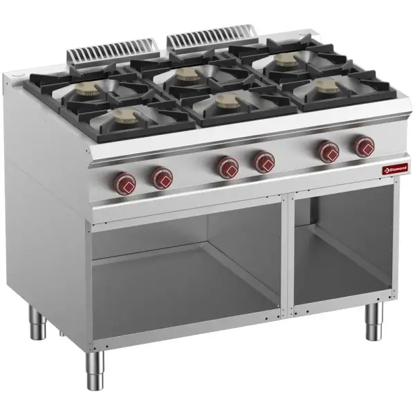 Fornuis samengesteld uit : 6 branders & open kast - Main Image
