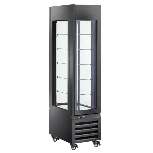 FULL glazen vitrine" 260 Lt., 5 glazen niveaus, geventileerd - ICE CREAM & PASTRY - ZWART - Main Image
