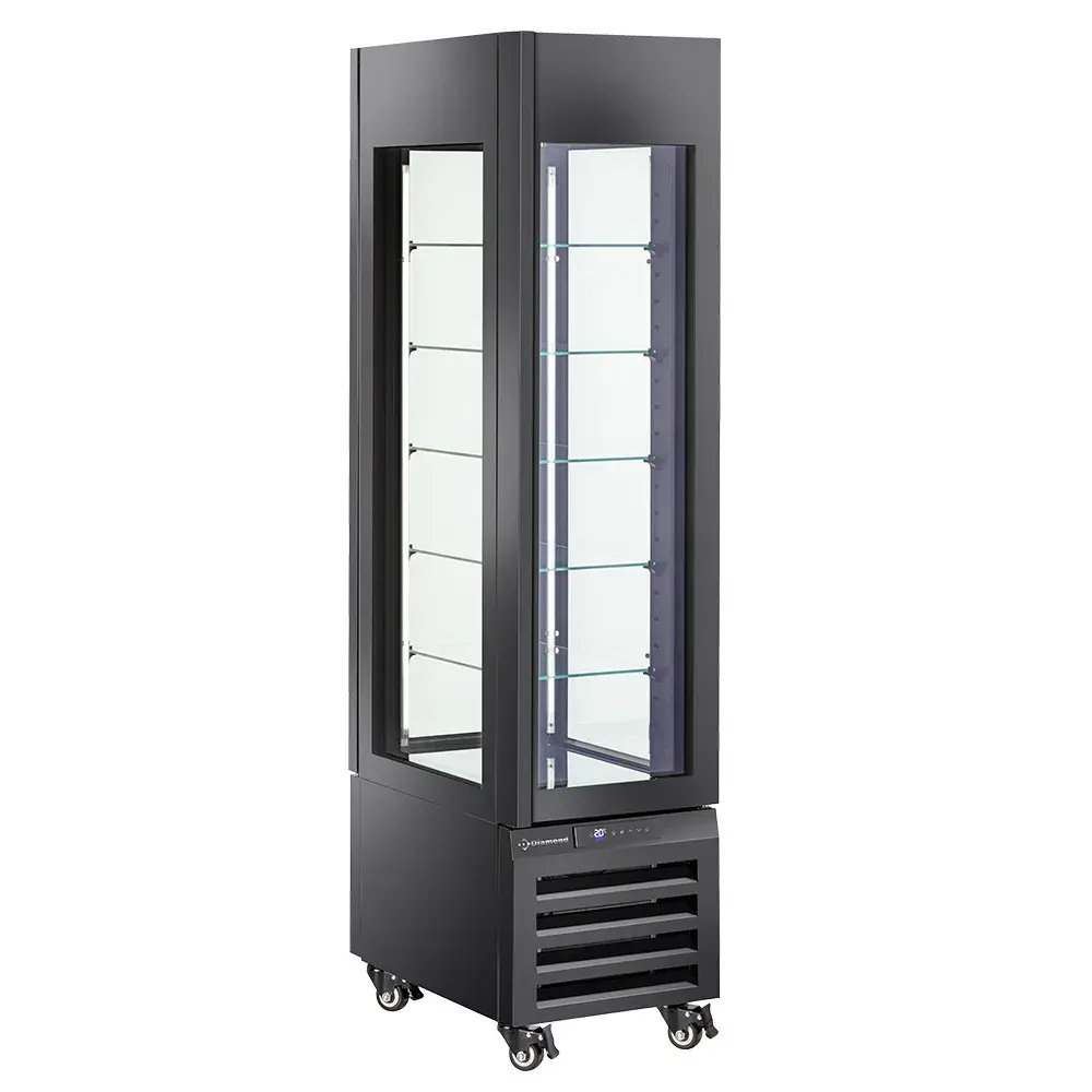 FULL glazen vitrine" 260 Lt., 5 glazen niveaus, geventileerd - ICE CREAM & PASTRY - ZWART - Main Image