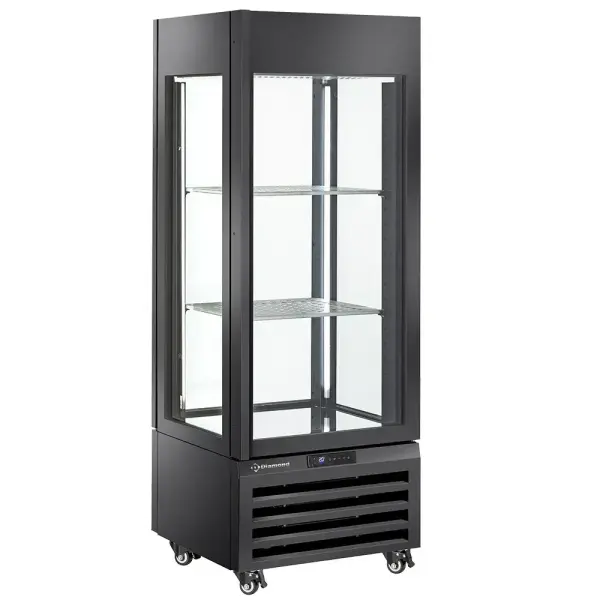 FULL glazen vitrine" 440 liter, 1 niveau + 2 planken, geventileerd - WINE - ZWART - Main Image
