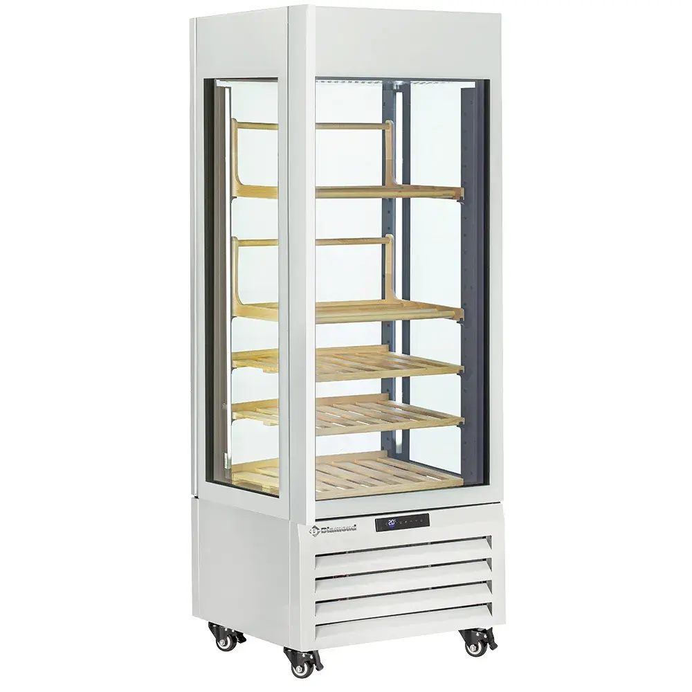 FULL glazen vitrine" 440 liter, 1 niveau + 4 planken, geventileerd - WINE - WIT - Main Image