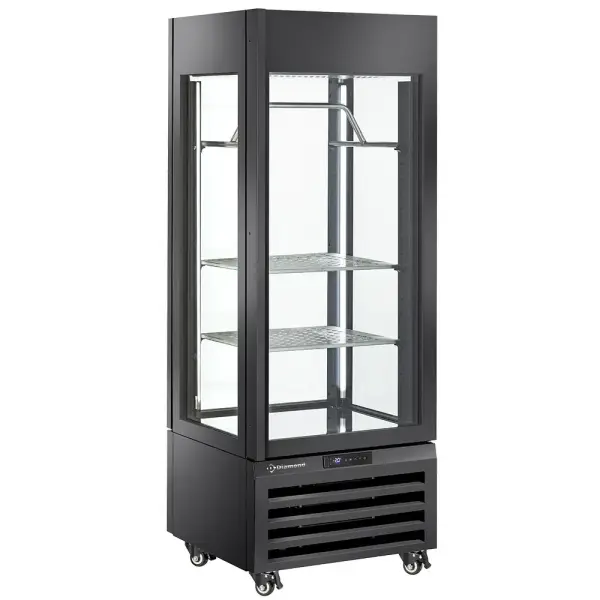 FULL glazen vitrine" 440 liter, 2 planken & vleesstang, geventileerd - MEAT - ZWART - Main Image