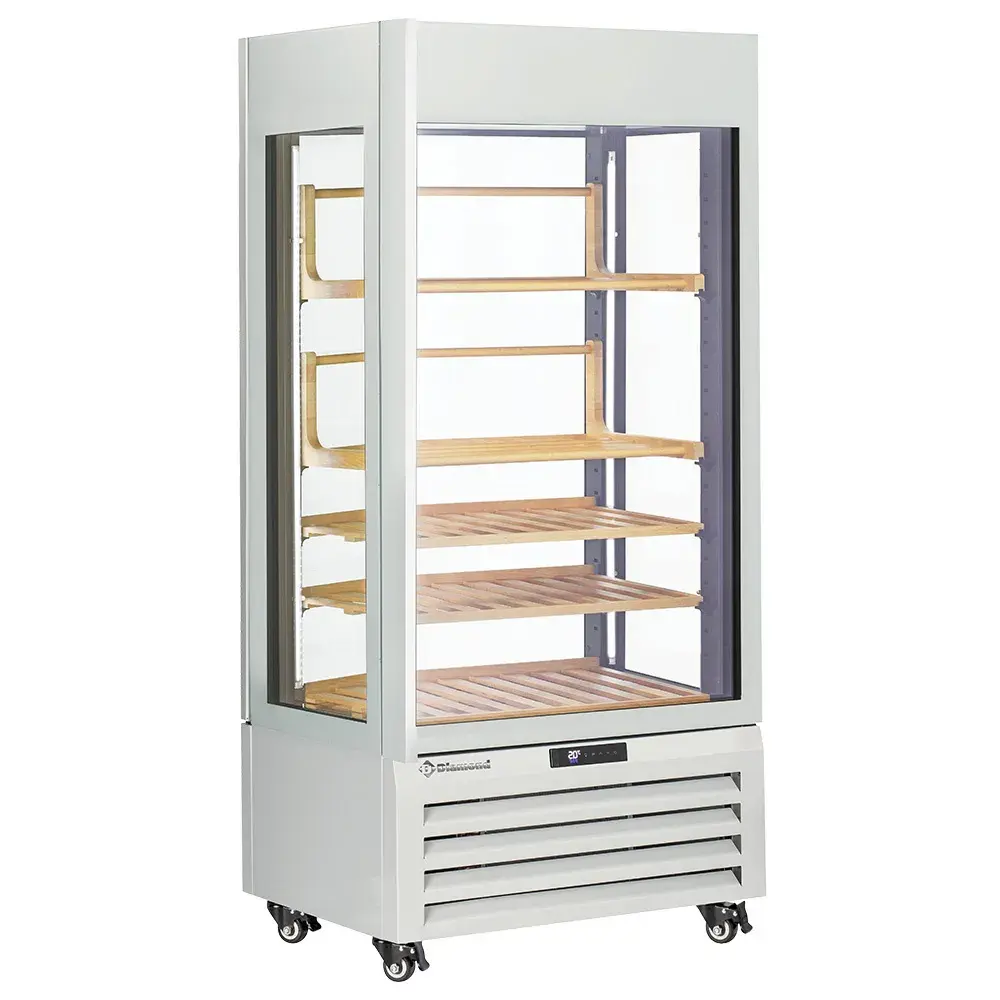 FULL glazen vitrine" 600 liter, 1 niveau + 4 planken, geventileerd - WINE - WIT - Main Image