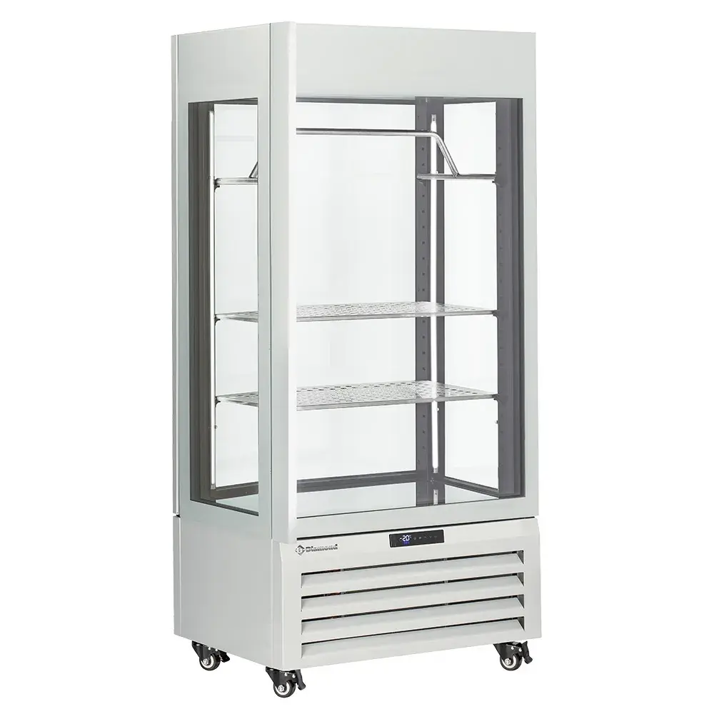 FULL glazen vitrine" 600 liter, 2 planken & vleesstang, geventileerd - MEAT - WIT - Main Image