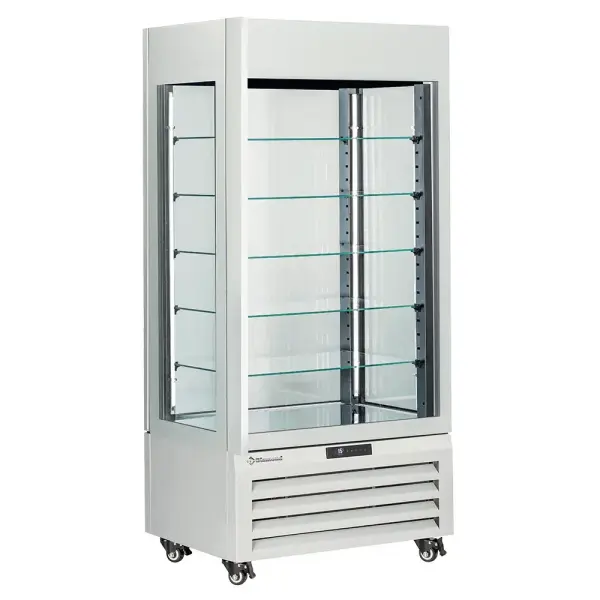FULL glazen vitrine" 600 liter, 5 glazen niveaus, geventileerd - CHOCOLATE - WIT - Main Image