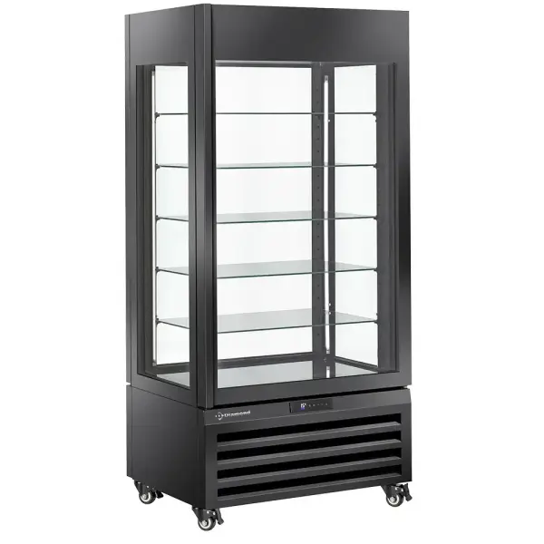 FULL glazen vitrine" 600 liter, 5 glazen niveaus, geventileerd - CHOCOLATE - ZWART - Main Image