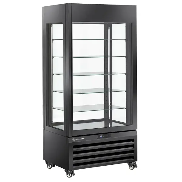 FULL glazen vitrine" 600 Lt., 5 glazen niveaus, geventileerd - ICE CREAM & PASTRY - ZWART - Main Image