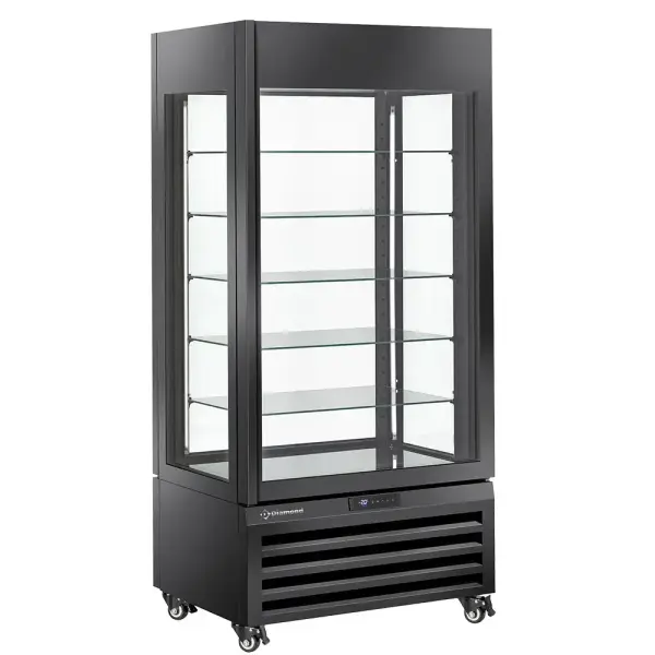 FULL Vitrine 600 Lt., 5 glazen niveaus, geventileerd - PASTRY - ZWART - Main Image