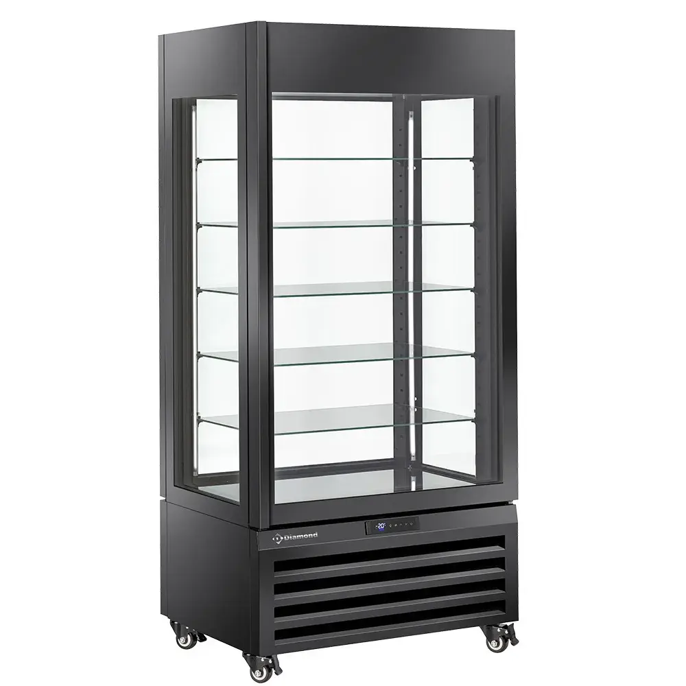 FULL Vitrine 600 Lt., 5 glazen niveaus, geventileerd - PASTRY - ZWART - Main Image