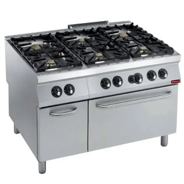 Gasformuis 6 branders, gasoven GN 2/1, armoire neutre - Main Image
