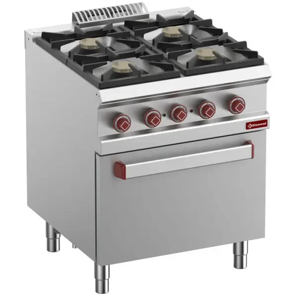 Gasfornuis 4 branders, elektrische convectie-oven GN 1/1 - Main Image