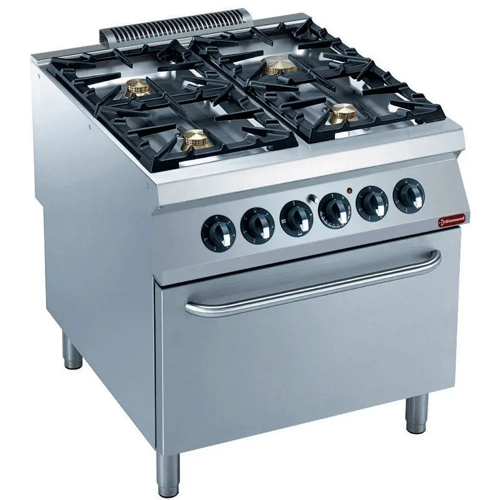 Gasfornuis 4 branders, elektrische oven GN 2/1- - Main Image