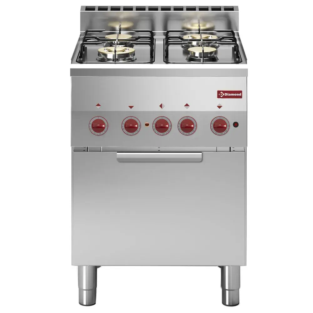 Gasfornuis 4 branders en elektrische convectie-oven GN 2/3 - Main Image
