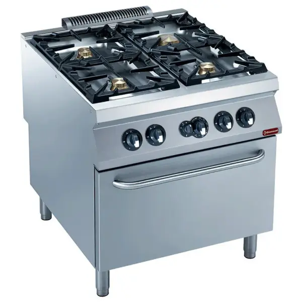 Gasfornuis 4 branders, gasoven GN 2/1 - Main Image