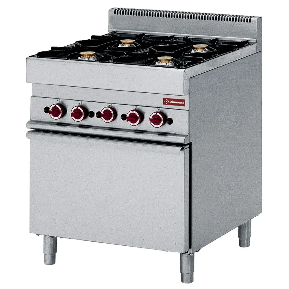 Gasfornuis 4 branders met elektrische convectie-oven GN 1/1 - Main Image
