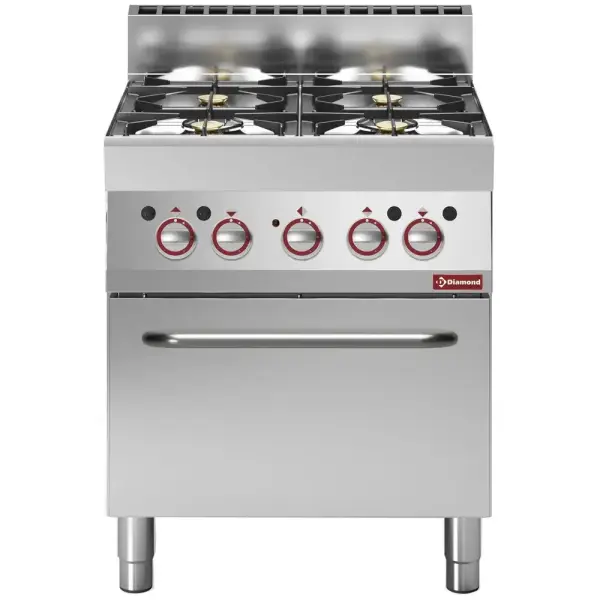 Gasfornuis 4 branders met elektrische convectie-oven GN 1/1 - Main Image
