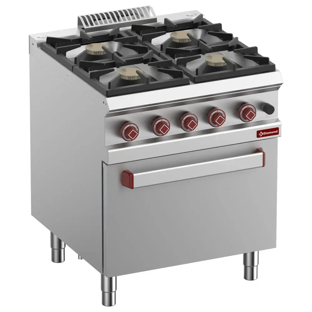 Gasfornuis 4 branders met gasoven GN 2/1 - Main Image