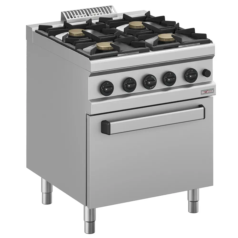 Gasfornuis 4 branders, op gasoven GN 2/1 - Main Image