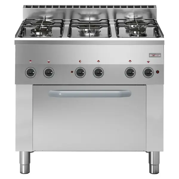 Gasfornuis 5 branders, elektrische convectieoven 4x GN 1/1 - Main Image
