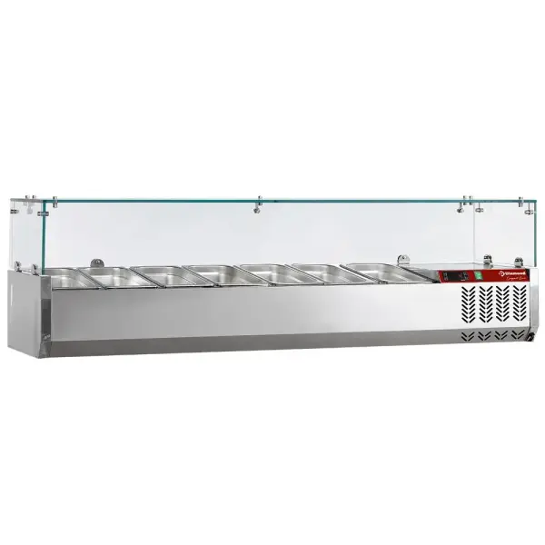 Gekoelde opzetstructuur 7x GN 1/4 - 150 mm, met glasopbouw - Main Image