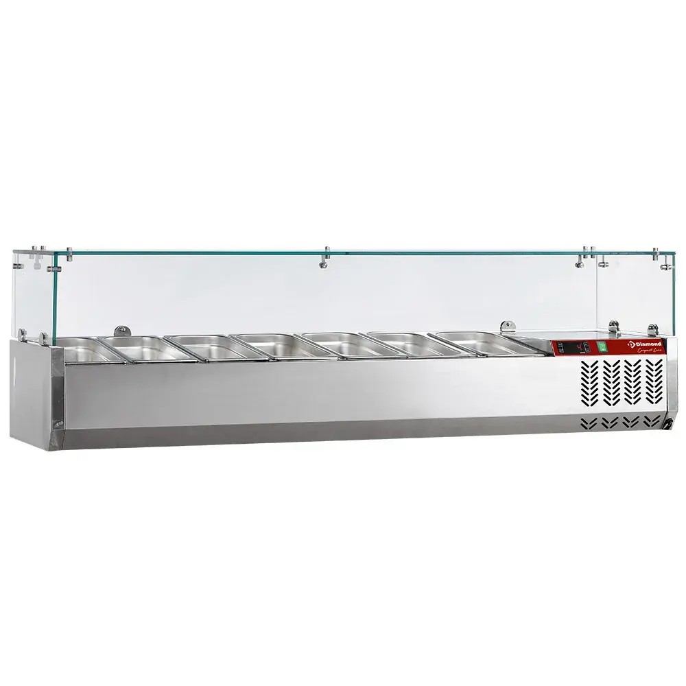Gekoelde opzetstructuur 7x GN 1/4 - 150 mm, met glasopbouw - Main Image