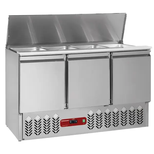 Gekoelde saladette met deksel 4x GN 1/1 - 150 mm + reserve 3 deuren GN 1/1, 380 Lit - Main Image