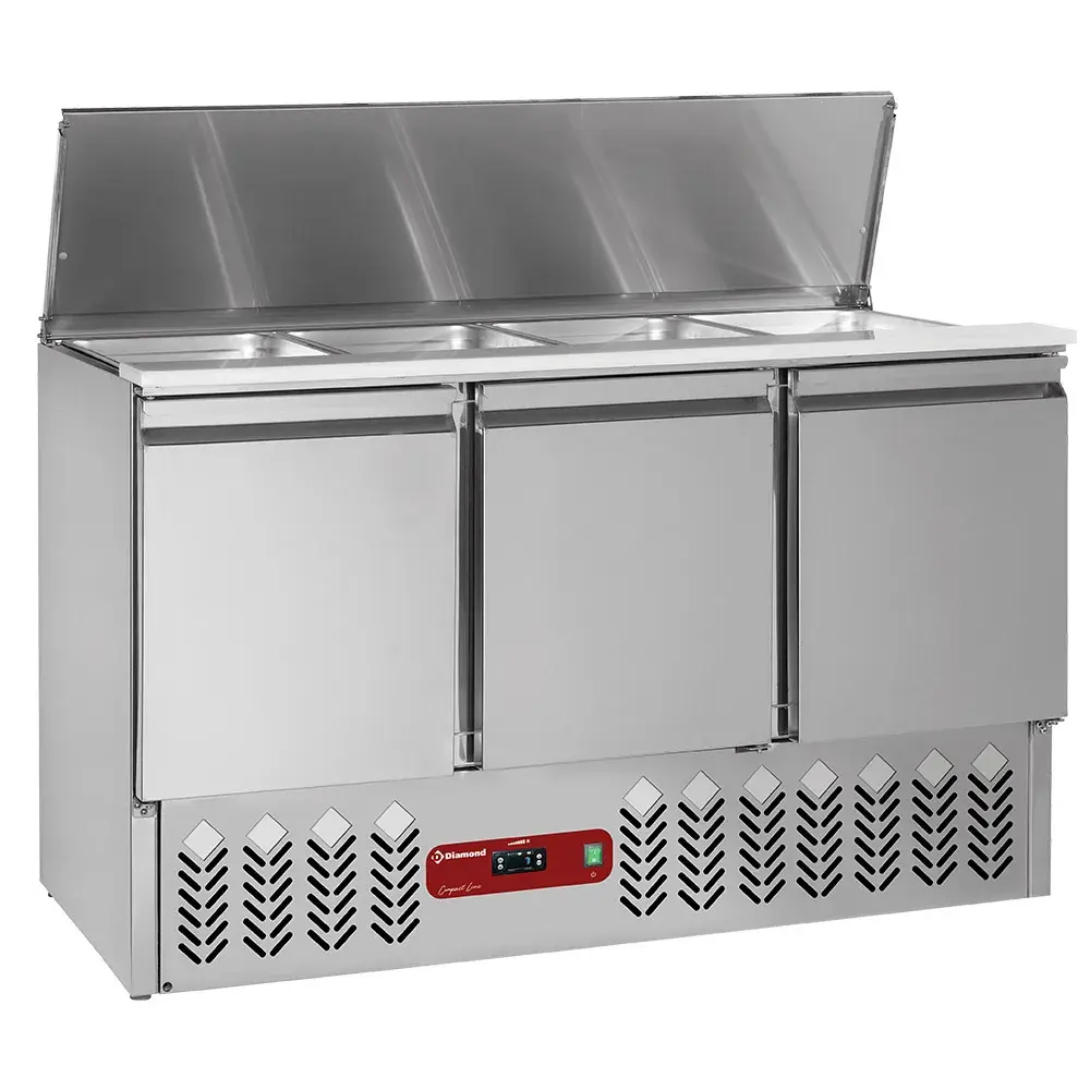 Gekoelde saladette met deksel 4x GN 1/1 - 150 mm + reserve 3 deuren GN 1/1, 380 Lit - Main Image