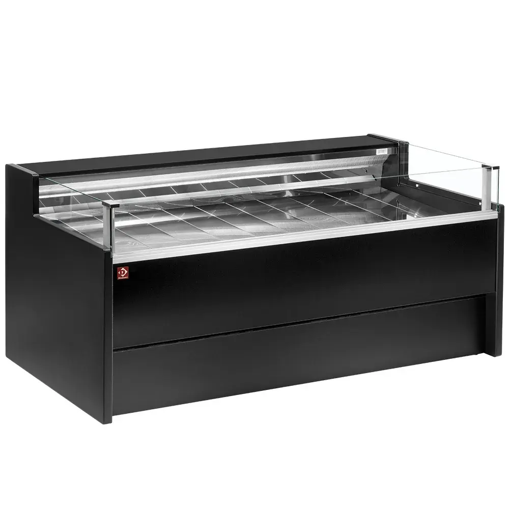 Gekoelde toonbank met glas Self-service, geventileerd, , met reserve - ZWART - Main Image