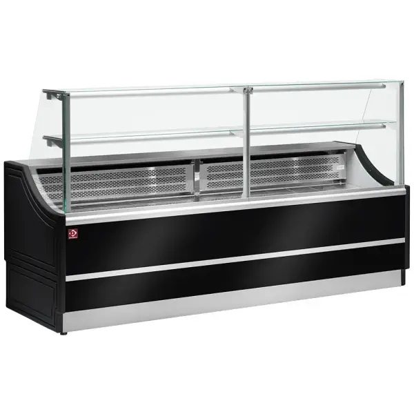 Gekoelde uitstaltoonbank rechte ruiten 90°, met reserve - Main Image