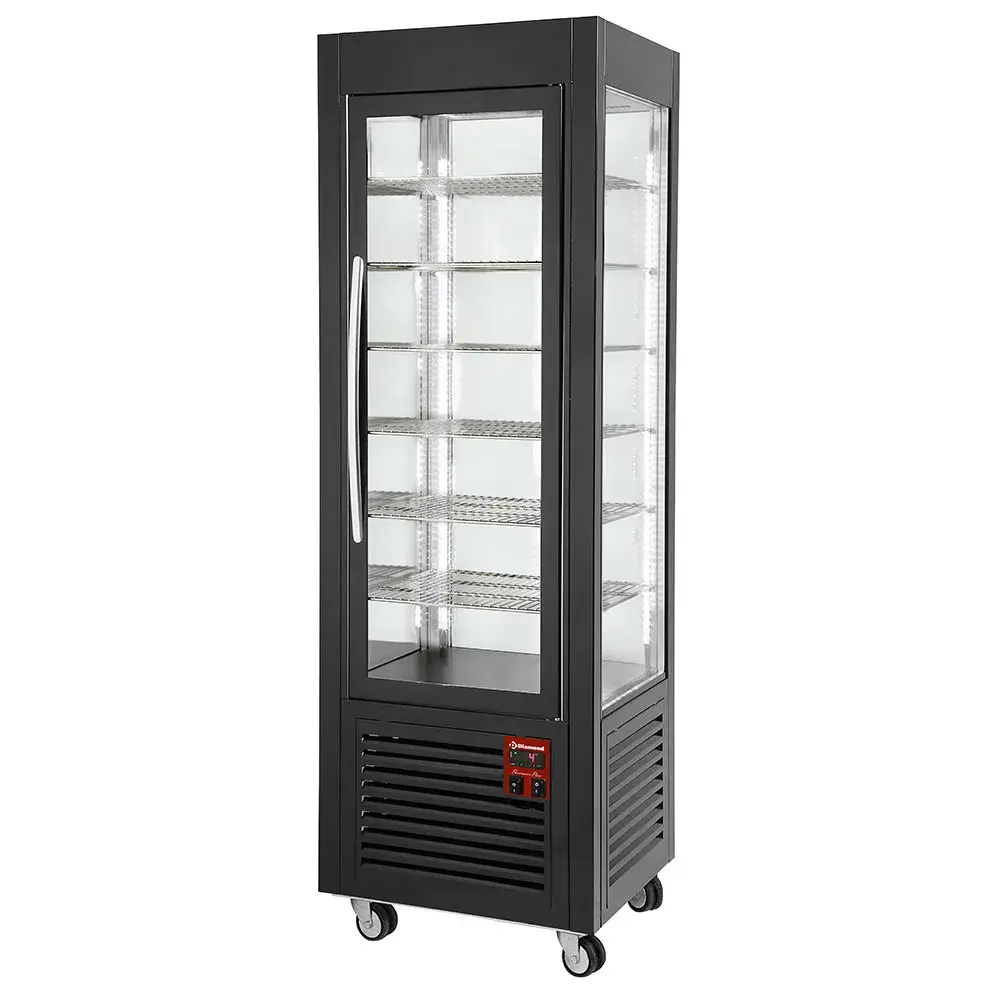 Gekoelde vitrine, 5 roosters, geventileerd, 360 LT, Zwart - Main Image