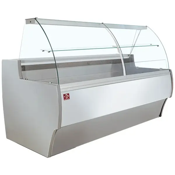 Gekoelde vitrinetoonbank gebogen ruit, geventileerd, met reserve - GRIJS/WIT - Main Image