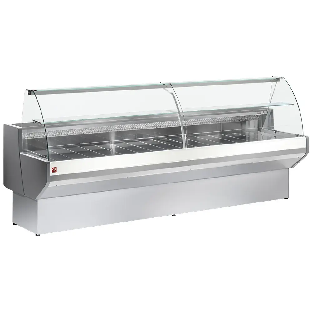 Gekoelde vitrinetoonbank met gebogen ruiten, met reserve - GRIJS/WIT - Main Image