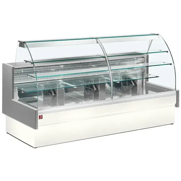 Gekoelde vitrinetoonbank, statisch, ladensysteem, zonder reserve - GRIJS/WIT - Main Image