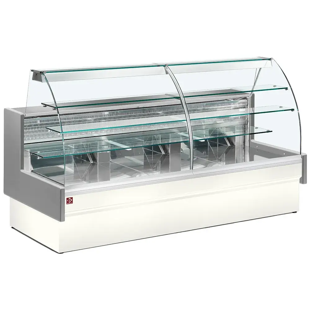 Gekoelde vitrinetoonbank, statisch, ladensysteem, zonder reserve - GRIJS/WIT - Main Image