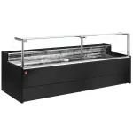 Geventileerde gekoelde vitrinetoonbank- met recht frontglas 90° met reserve - ZWART - Main Image