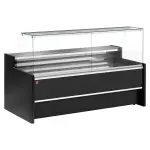 Geventileerde gekoelde vitrinetoonbank- met recht frontglas 90° met reserve - ZWART - Main Image