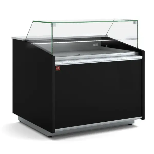 Geventileerde toonbank, laag glas, met opbergruimte - ZWART - Main Image