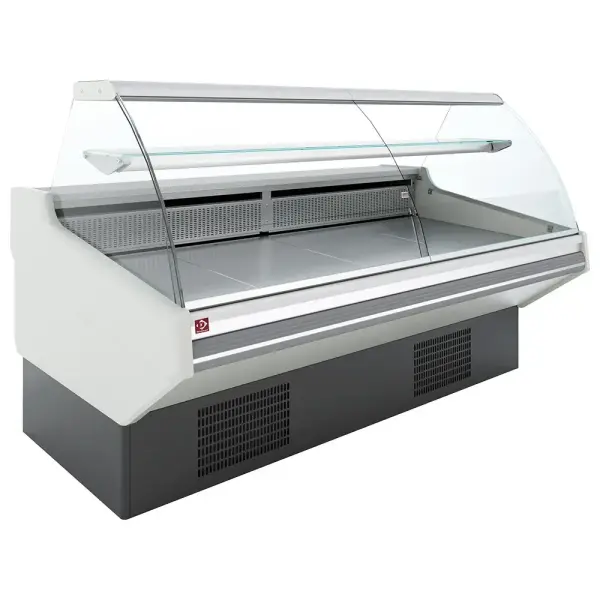 Geventileerde toonbank, met opslag, gebogen glas - WITTE voorkant - Main Image