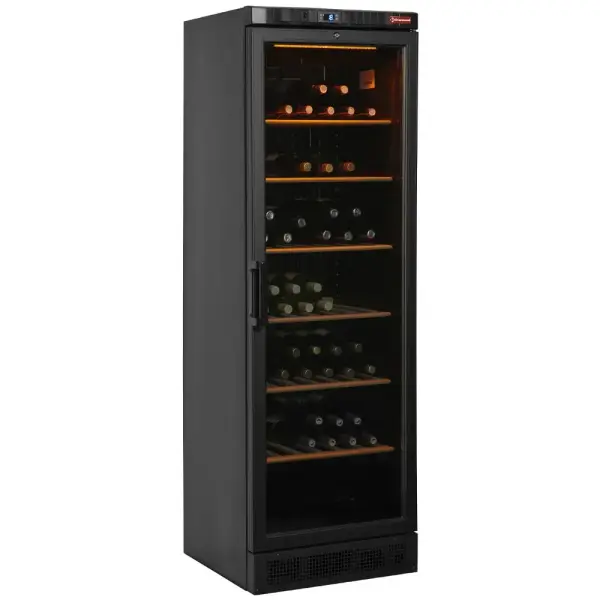 Geventileerde wijnkast vitrine, 380 liter, ZWART - Main Image
