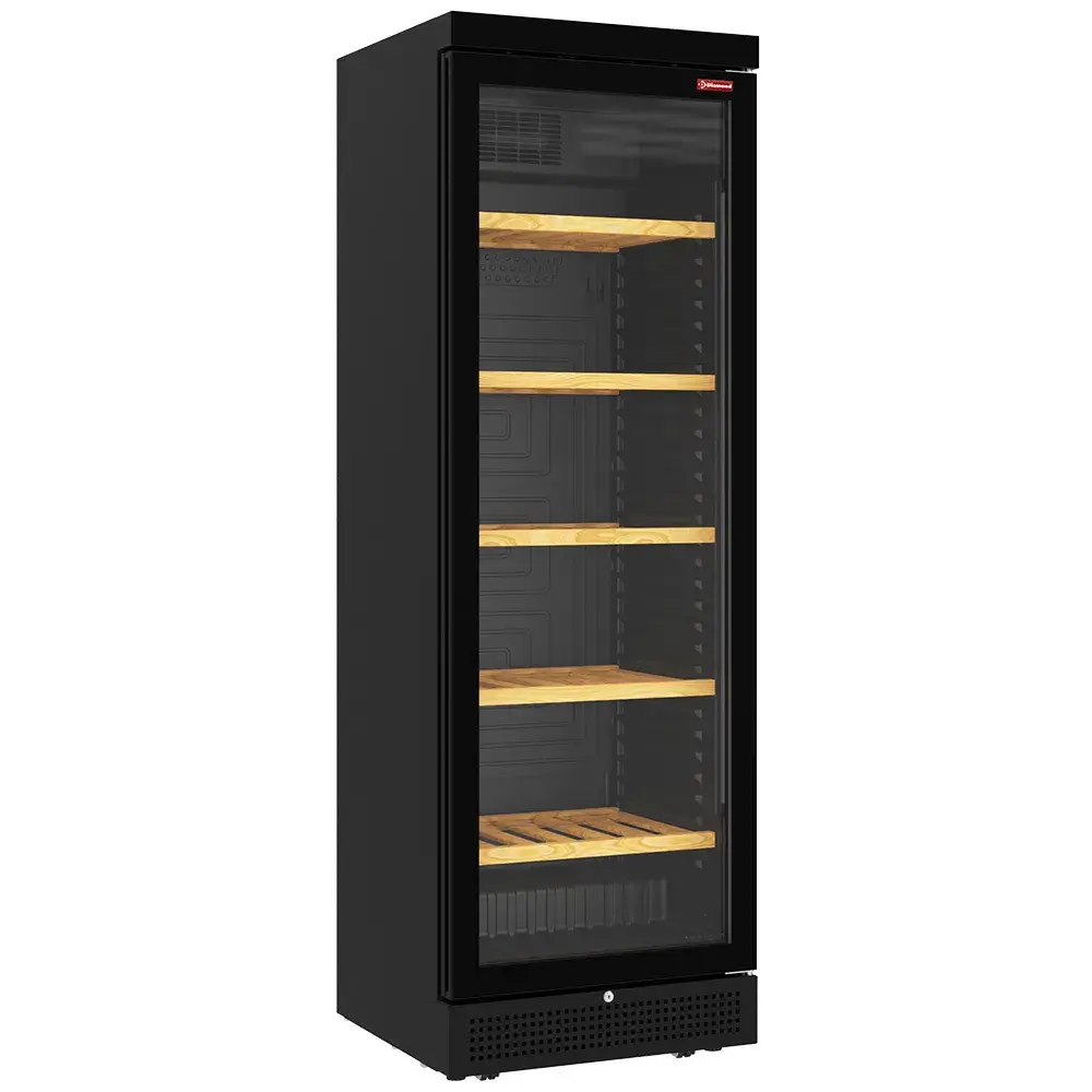 Geventileerde wijnkast vitrine, 382 liter - 5 niveaus - zonder frame - ZWART - Main Image