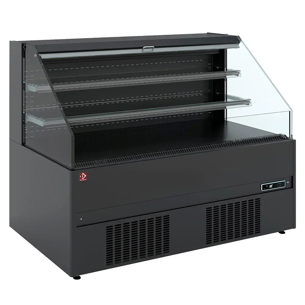 Halfmuurkoelkast, zelfbediening, open - FULL BLACK - Main Image