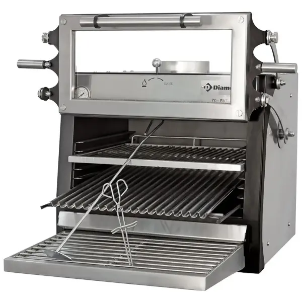 Houtskooloven-BBQ, GN 1/1 (60 Kg/h)/ - Hefbare deur/Roestvrij staal - Main Image
