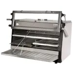 Houtskooloven-BBQ, GN 2/1 + GN1/1 (120 Kg/h)- Hefbare deur/Roestvrij staal - Main Image
