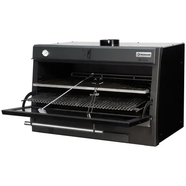 Houtskooloven-BBQ, GN 2/1 + GN1/1 (120 Kg/h)/Zwart - Main Image