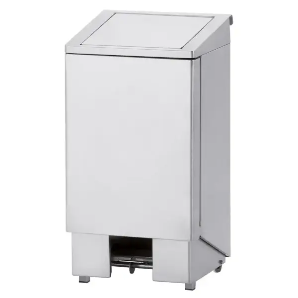 Inox vuilbak, met pedaal, deksel met gasveer, 120 liter - Main Image