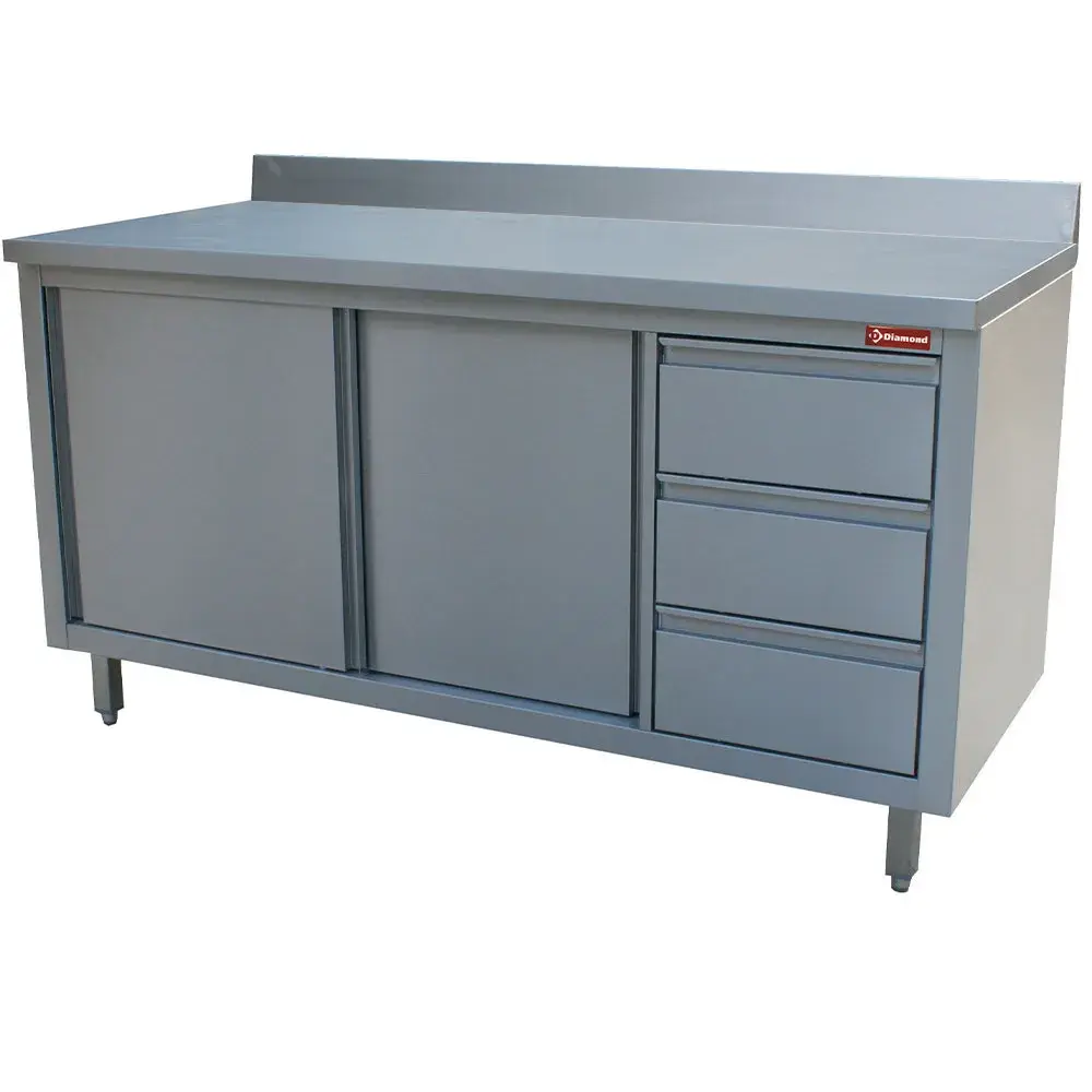 Kast met 2 schuifdeuren, 3 laden, muraal - Main Image